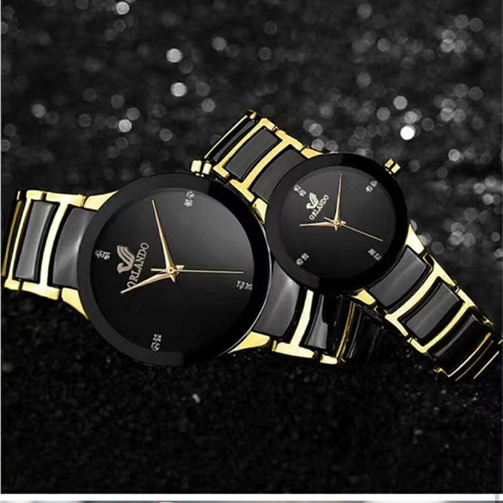 Steel band Couples matching Quartz watches.